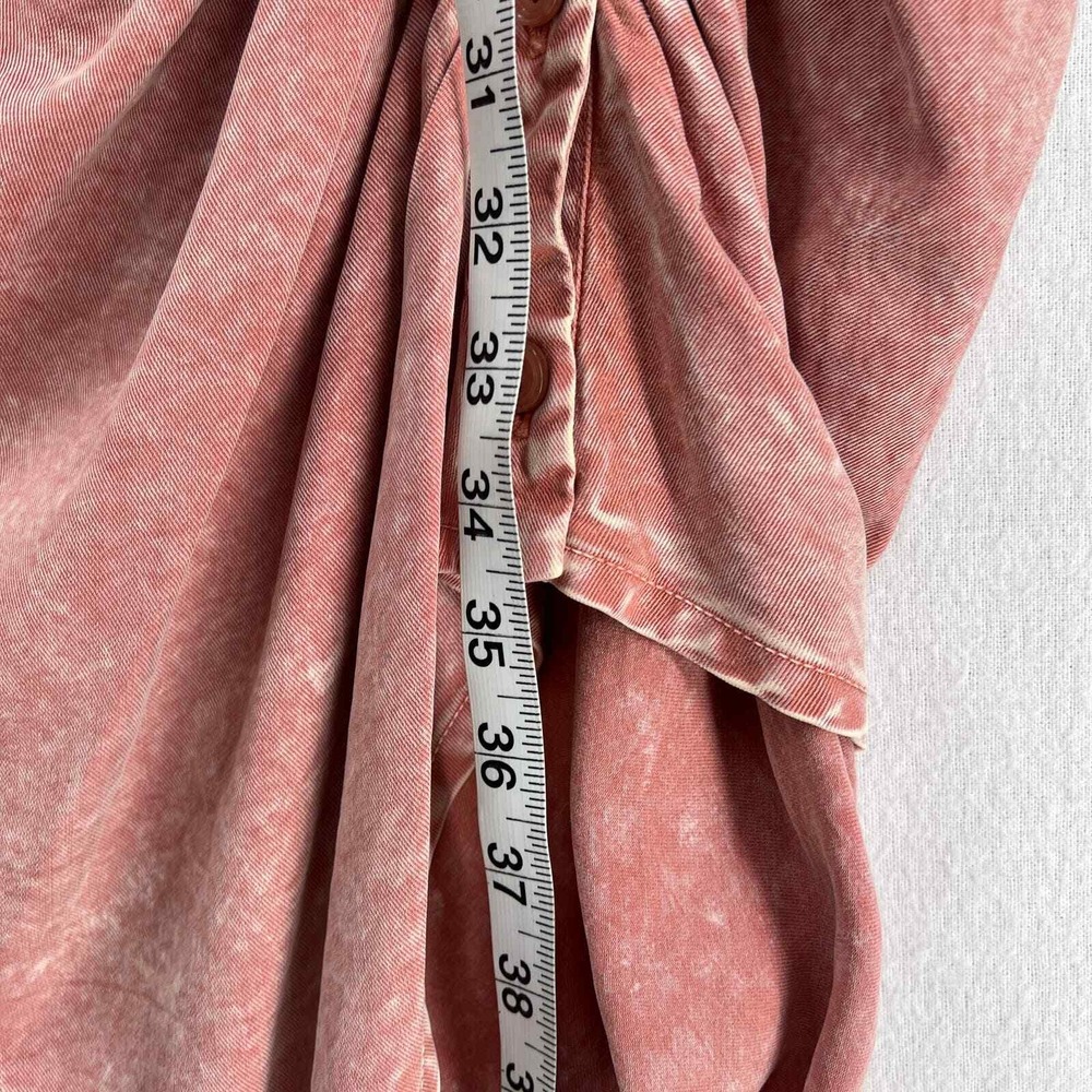 YOUNG FABULOUS BROKE Midi Dress Women Small Pink Acid Wash Ruched Western Shirt - Picture 16 of 16